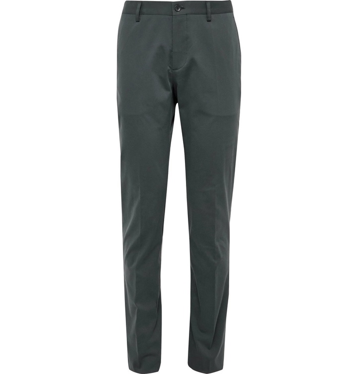 Photo: Etro - Slim-Fit Stretch-Cotton Gabardine Trousers - Blue