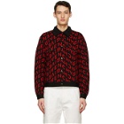Givenchy Black and Red Wool Refracted Logo Bomber Jacket