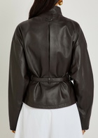 Jacquemus Le Blouson Ciro Belted Leather Jacket Dark Brown