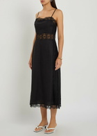 Staud Amalina Lace and Linen Midi Dress Black