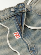 RRR123 - Fathers Way Slim-Fit Straight-Leg Belted Distressed Printed Jeans - Blue