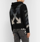 Off-White - Printed Brushed Mohair-Blend Zip-Up Hoodie - Black