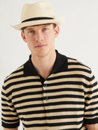 ANDERSON & SHEPPARD - Grosgrain-Trimmed Straw Panama Hat - Neutrals