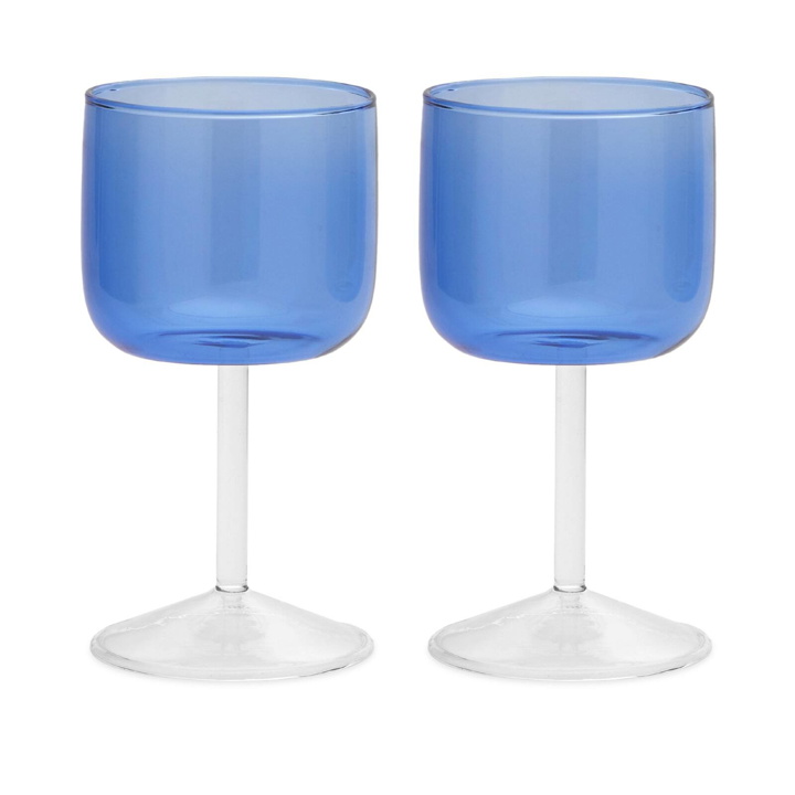 Photo: HAY Tint Wine Glass - Set of 2 in Blue/Clear 