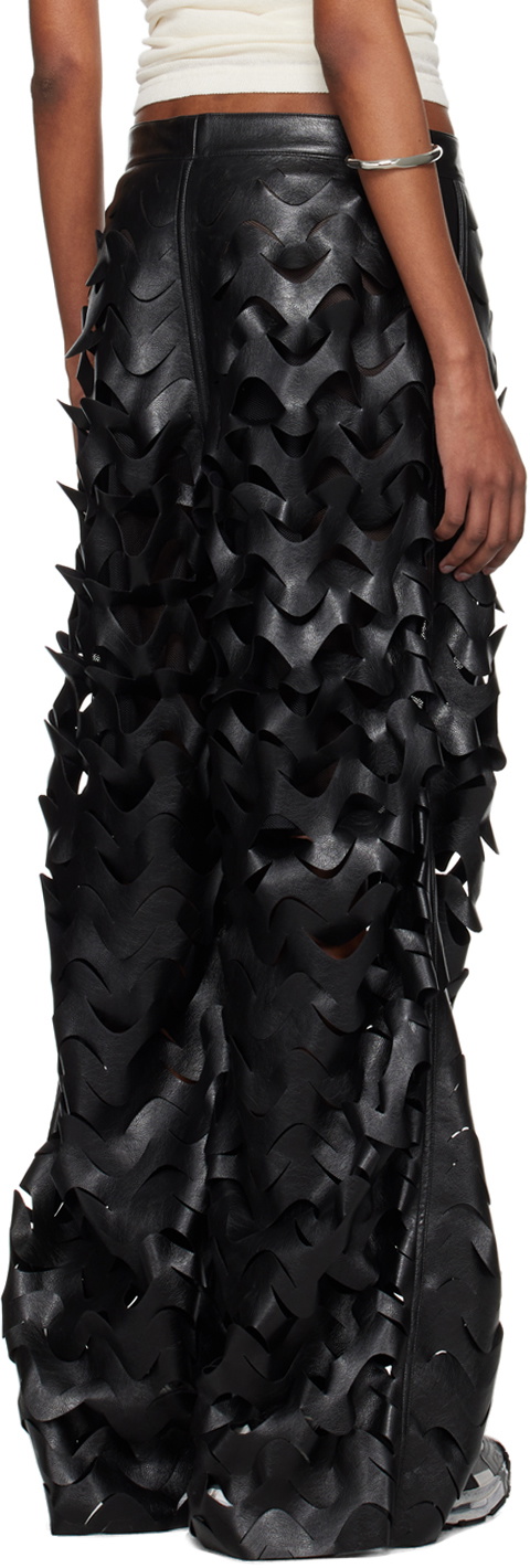 LU'U DAN Black Laser Cut Faux-Leather Pants