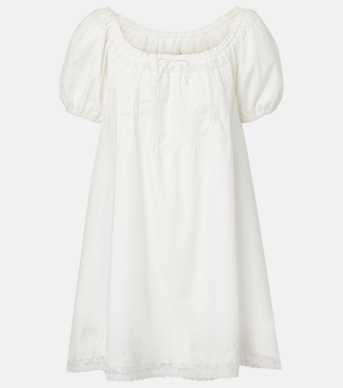 Faithfull Galle lace-trimmed cotton minidress