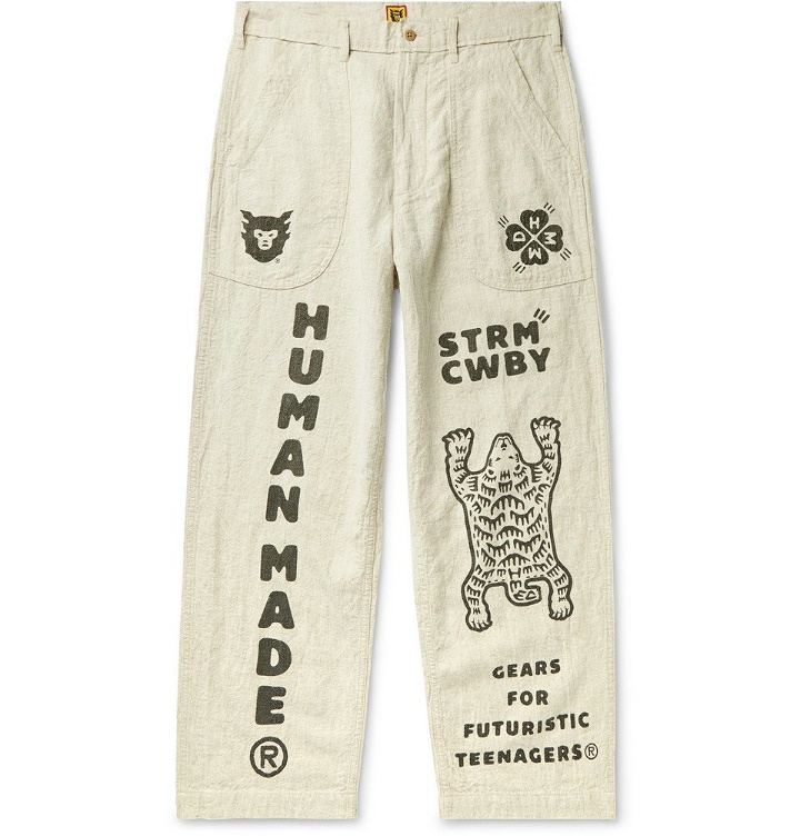 Photo: Human Made - Printed Cotton and Ramie-Blend Trousers - Beige