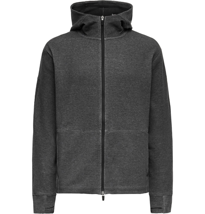 Photo: Nike Training - Melangé Dri-FIT Organic Cotton-Blend Jersey Zip-Up Hoodie - Gray