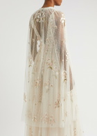 Needle & Thread Posy Floral-embroidered Tulle Cape Cream