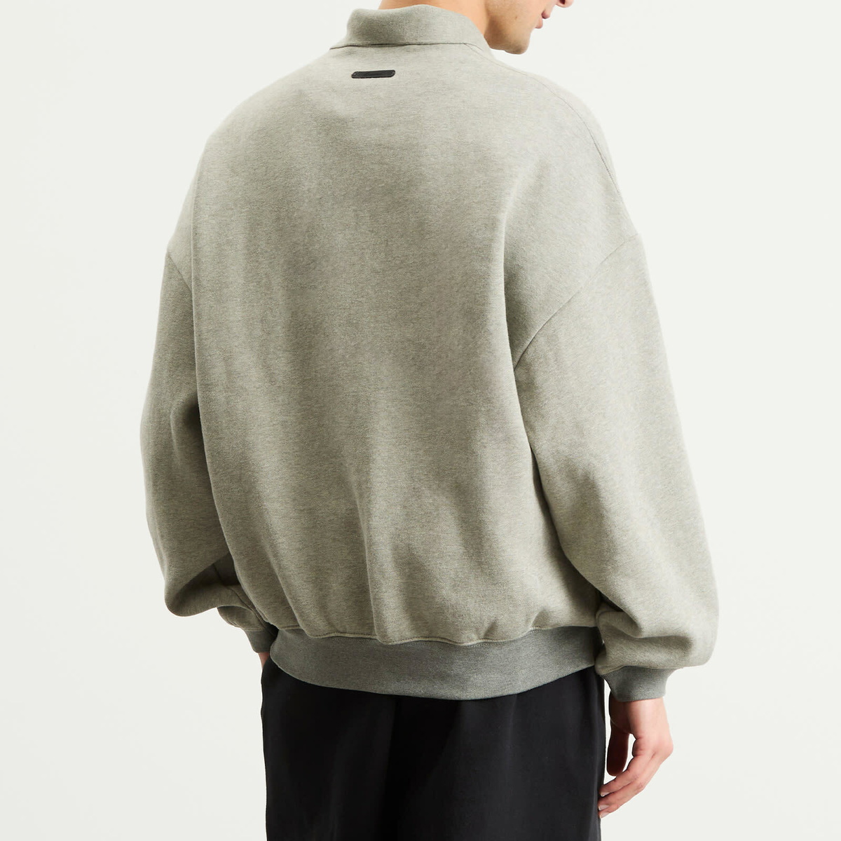 Fear of God ESSENTIALS Men's Signature 90s Polo Sweatshirt in Concrete Heather