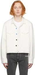 Off-White White Denim Flower Button Jacket