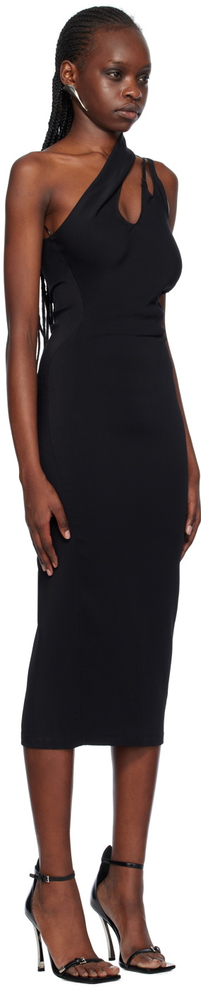 Mugler Black Asymmetric Midi Dress Mugler