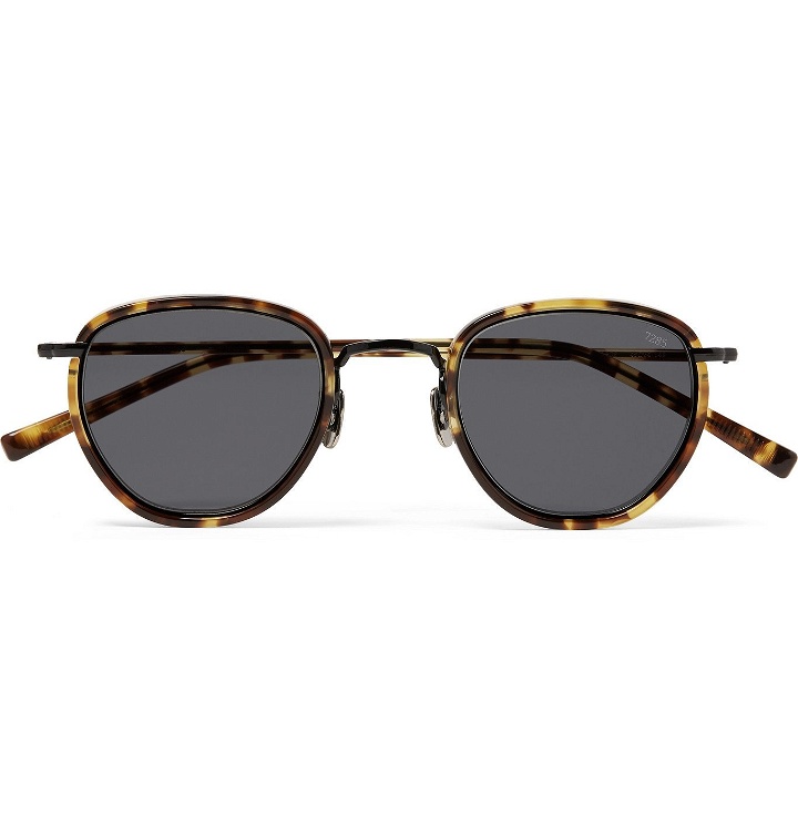 Photo: Eyevan 7285 - D-Frame Acetate and Gold-Tone Sunglasses - Brown