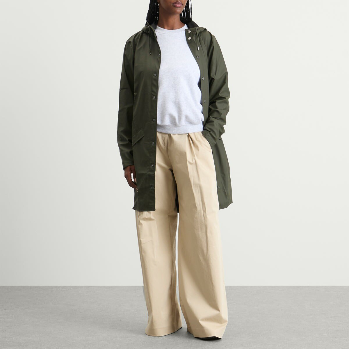 Rains Long Jacket in Green