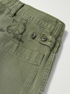 KAPITAL - Fatigue Wide-Leg Pleated Cotton-Herringbone Trousers - Green