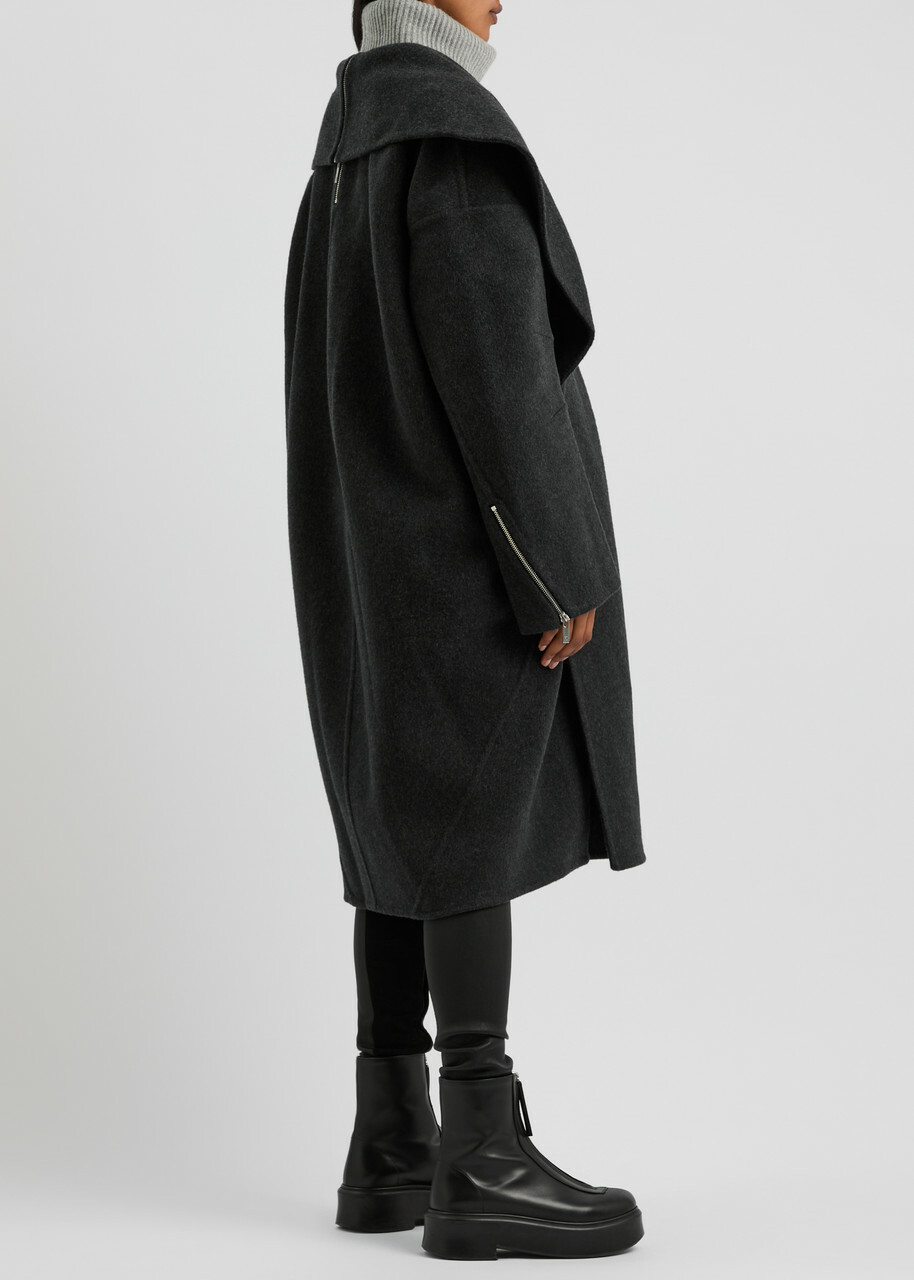 Helmut Lang Apex Cocoon Wool Coat Charcoal Helmut Lang