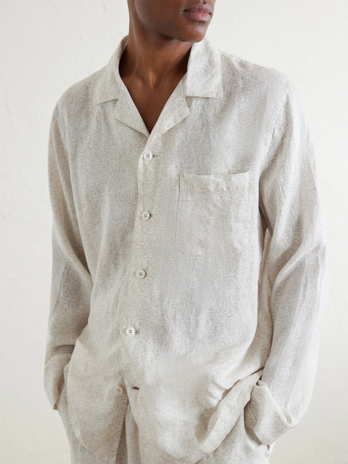 Derek Rose - Milan 31 Printed Linen Pyjama Set - Neutrals