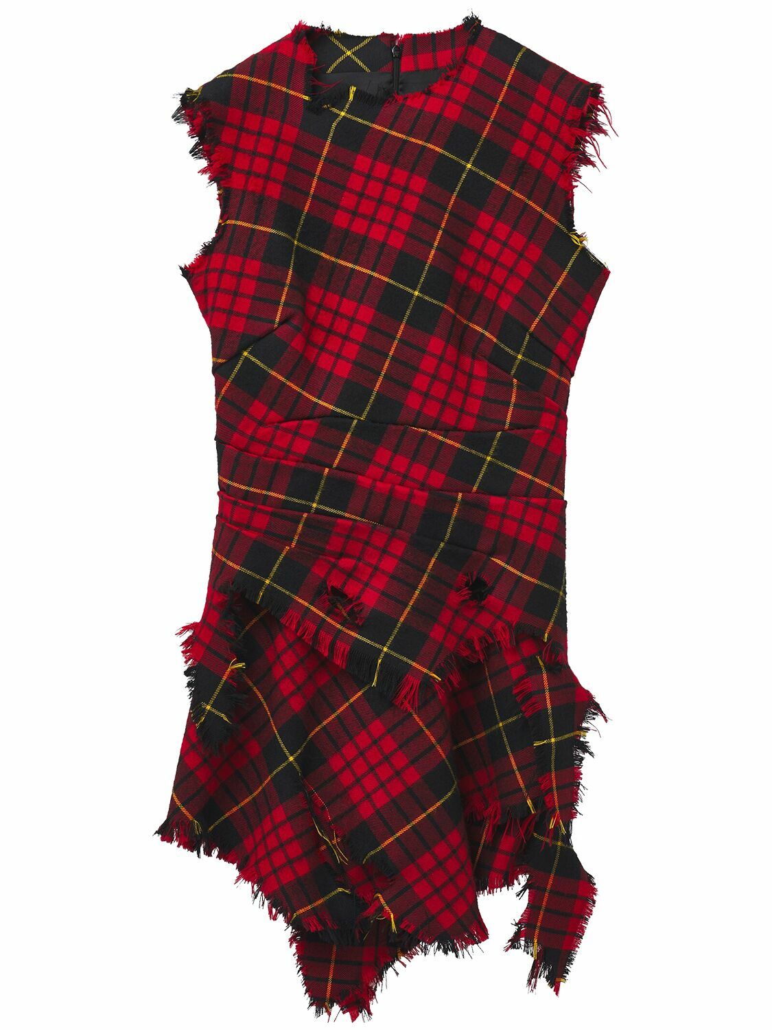 knee length dresses for ladies Pomegranate and Black Plaid Tweed Mini Dress