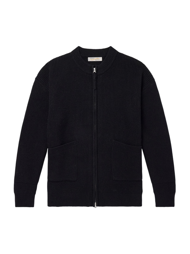 Photo: FrizmWORKS - Ribbed Wool-Blend Zip-Up Sweater - Black