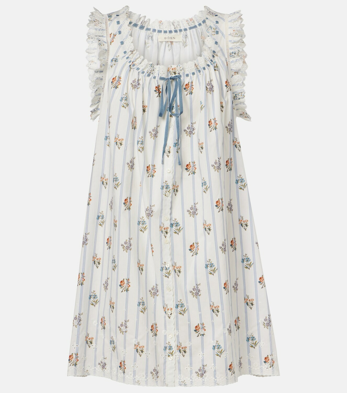 Dôen Nessie floral striped cotton shirt dress