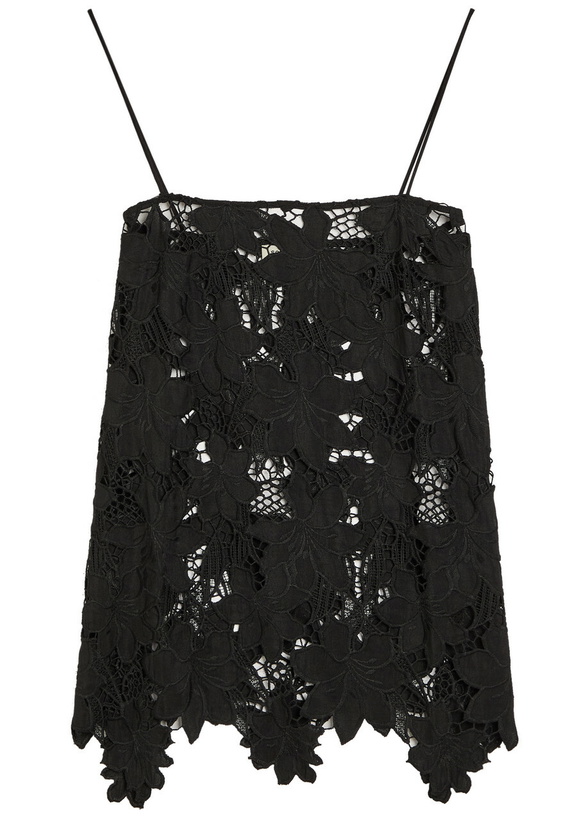 Photo: Solaqua Camilla Mini Embroidered Guipure-lace top Black