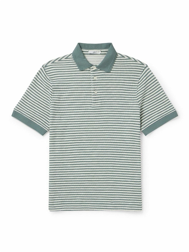 Photo: Mr P. - Striped Organic Cotton Polo Shirt - Gray