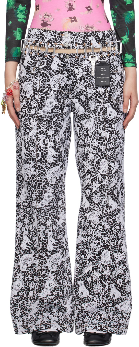 Chopova Lowena Black & White Bump Carabiner Jeans