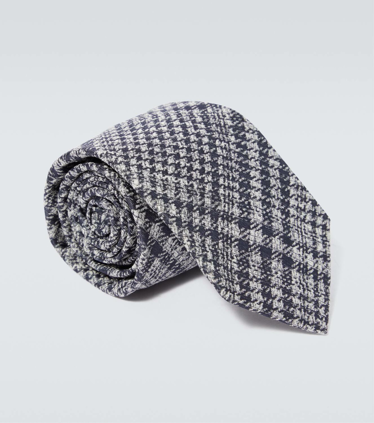 Kiton Checked silk and linen tie