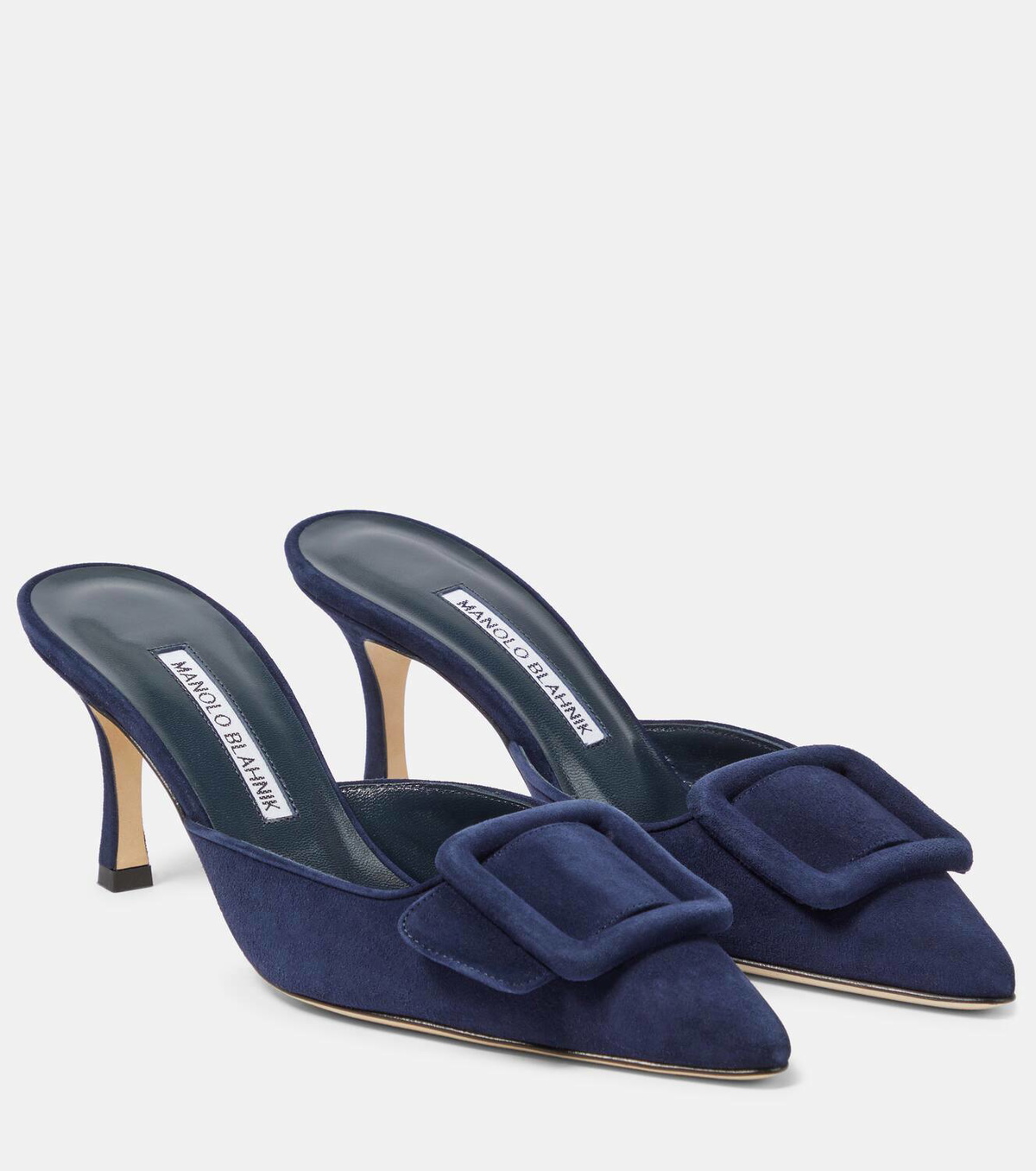 Blue Manolo Blahnik Maysale Manolo Blahnik Maysale Suede Mules