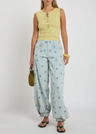 Free People Lotus Striped Embroidered Balloon-leg Jeans Blue