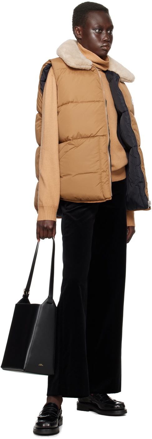 A.P.C. Tan & Black Teddy Reversible Puffer Vest A.P.C.