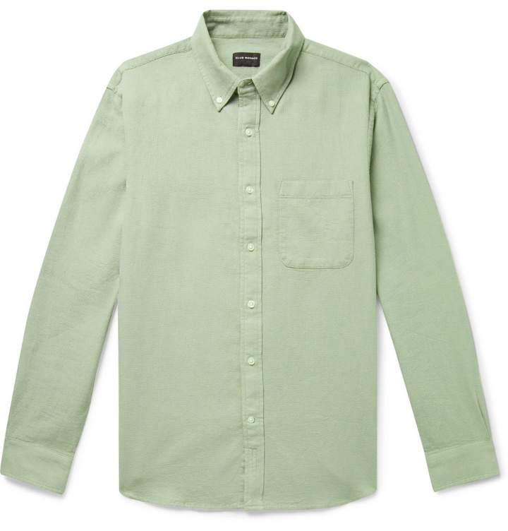 Photo: Club Monaco - Button-Down Collar Waffle-Knit Cotton Shirt - Green
