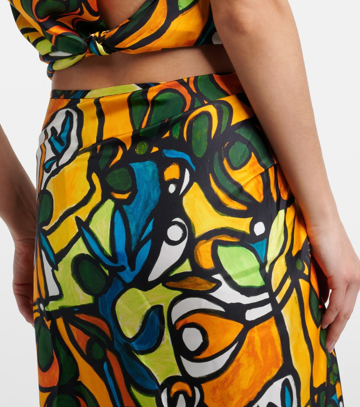 Christopher Esber Printed draped silk maxi skirt