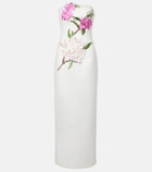 Leo Lin Rayna floral-appliqué bustier dress