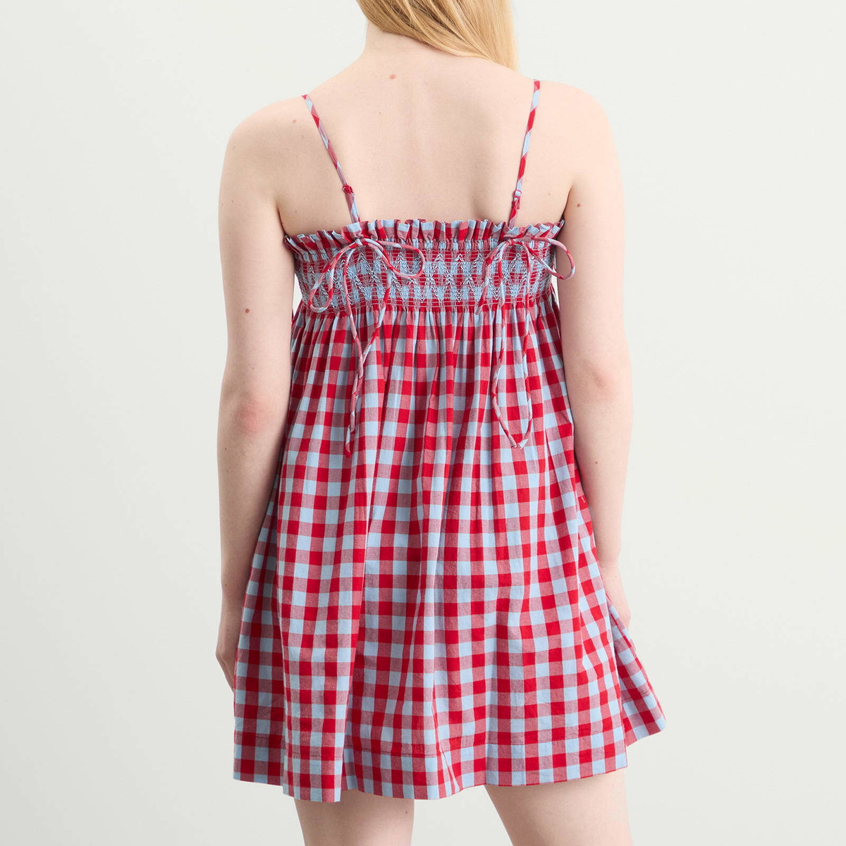 Damson Madder Women's Lilo Mini Dress in Blue/Red