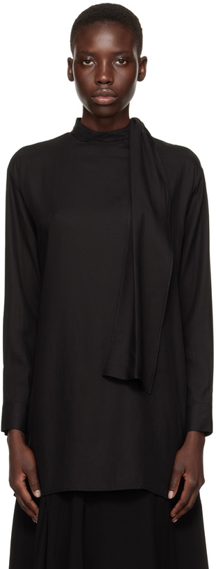 Photo: Y's Black Back Tie Blouse