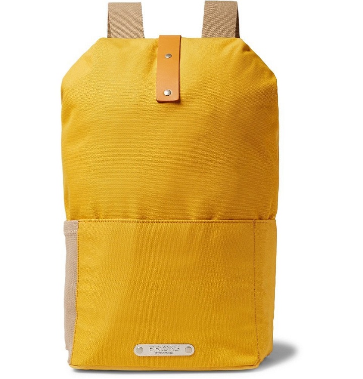 Photo: Brooks England - Dalston Leather-Trimmed Canvas Backpack - Yellow