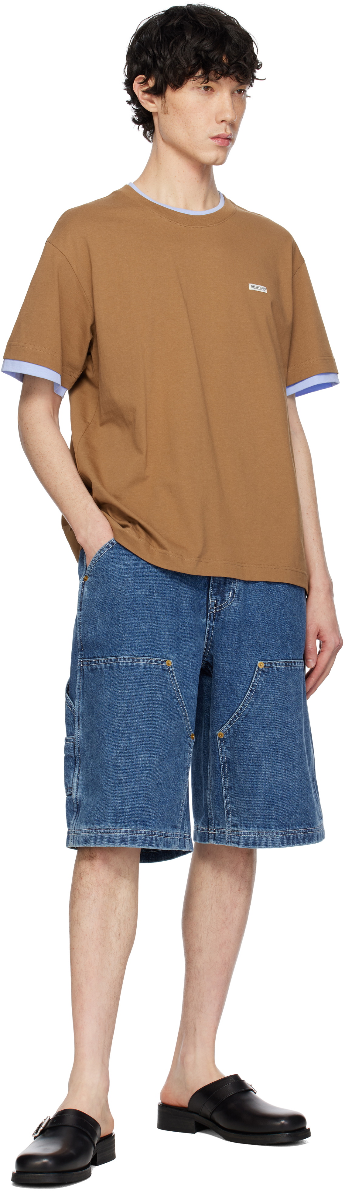 AFTER PRAY Brown Crepe Layered T-shirt
