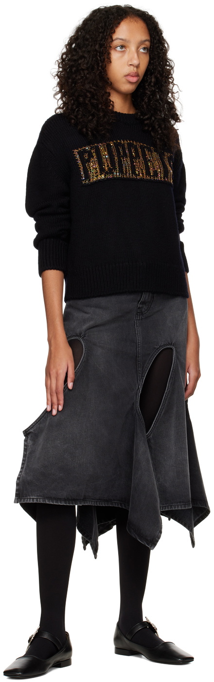 Puppets and Puppets Black Spiderweb Sequin Sweater