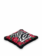Dolce & Gabbana Pink Zebra Print Embroidered Small Cushion