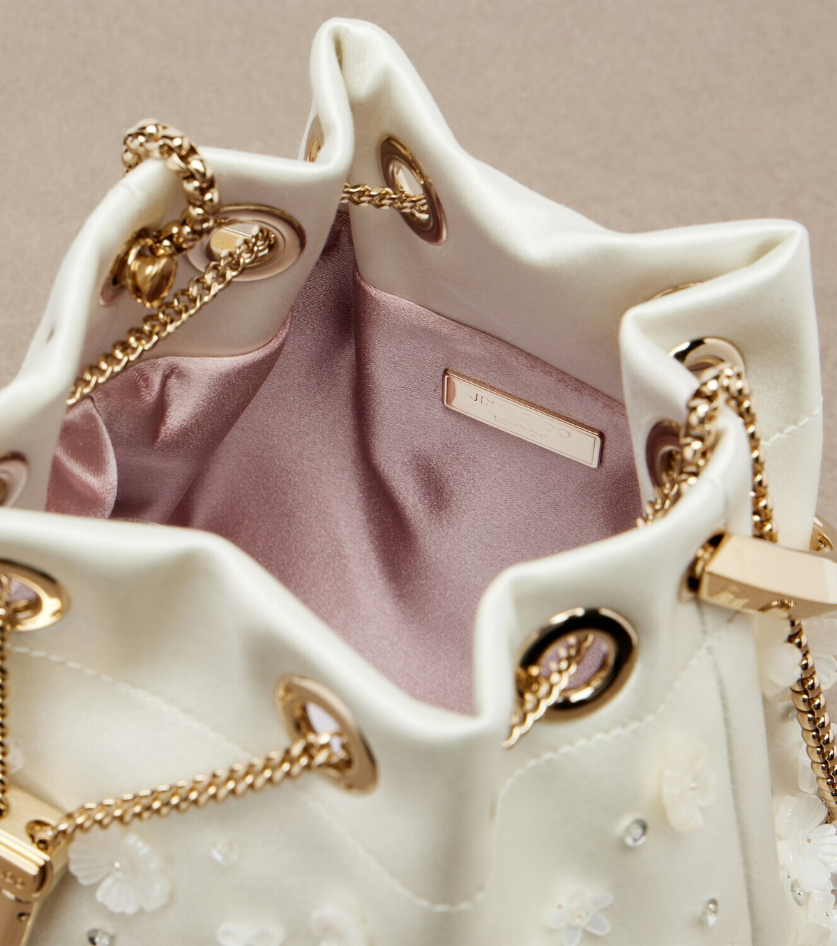 Jimmy Choo Bon Bon Small embellished satin bucket bag