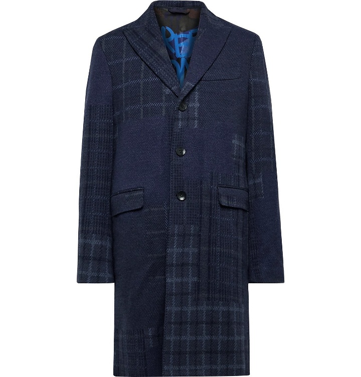 Photo: Etro - Slim-Fit Patchwork Wool Overcoat - Blue