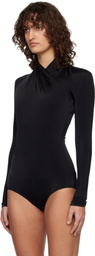 Mugler Black Scarf Bodysuit