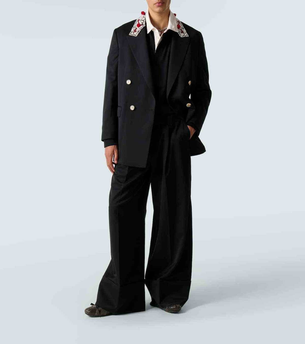 Simone Rocha Layered ruffled cotton jersey polo shirt