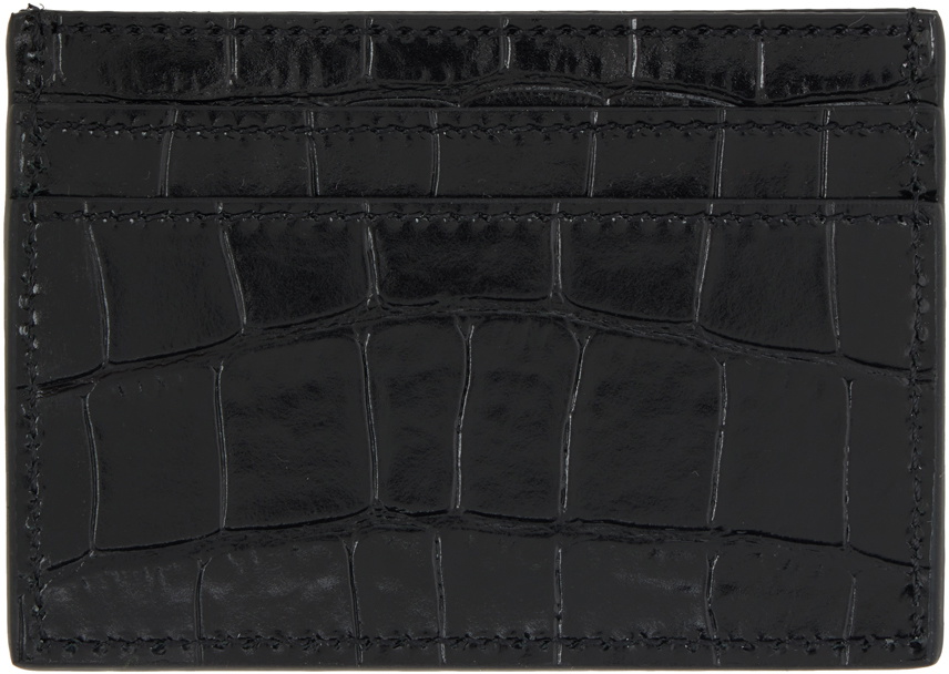 VERSACE｜CARD HOLDERS (CROC-EFFECT GRECA GODDESS CARD HO Greca Goddess Card Holder Black,Gold | VERSACE US
