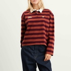 Adidas Women's Ls Gfx Polo in Maroon/Wild Sepia