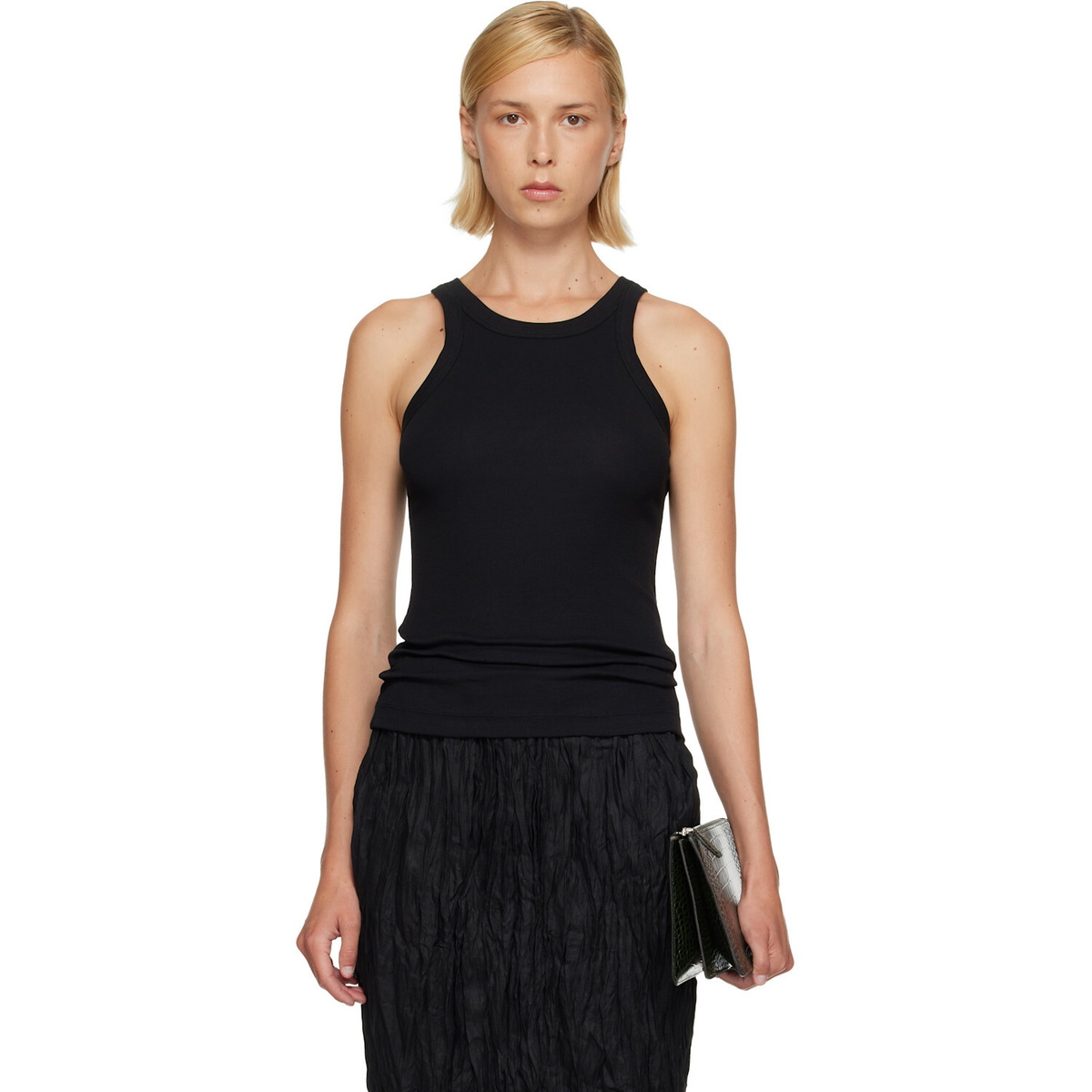 TOTEME Black Curved Rib Tank Top