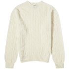 Drake's Men's Brushed Shetland Cable Crew Knit in Cream