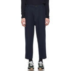 Studio Nicholson Navy Tapered Double Pleat Trousers