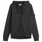 Stone Island Men's Garment Dyed Zip Hoodie in Black